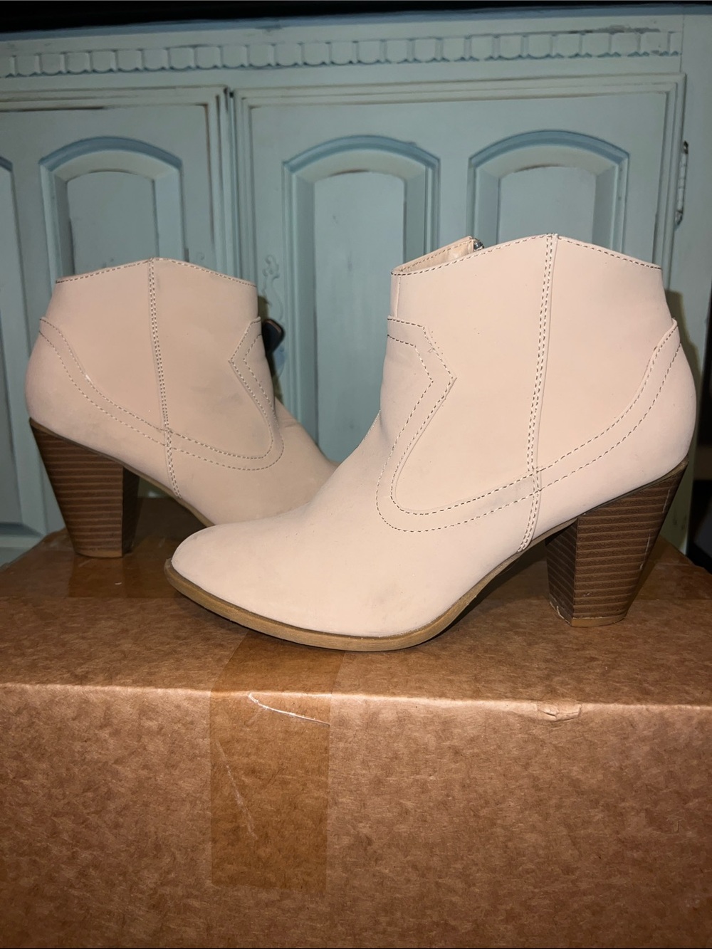 Palladium Blush Pink Stacked Heel Ankle Booties